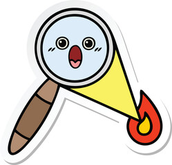 sticker of a cute cartoon magnifying glass