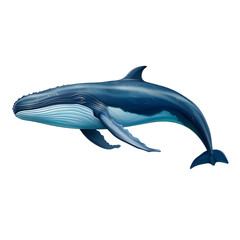 Blue whale isolated on transparent background.