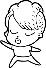 cartoon pretty hipster girl