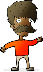 Obraz premium cartoon man with mustache waving