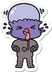 sticker of a disgusted cartoon alien
