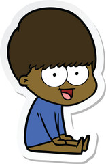 sticker of a happy cartoon boy