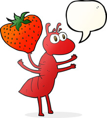 freehand drawn speech bubble cartoon ant carrying food