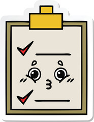 sticker of a cute cartoon check list