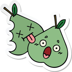 sticker of a cute cartoon green pear