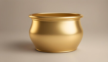 one empty gold color pot isolated with soft background