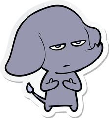 sticker of a annoyed cartoon elephant