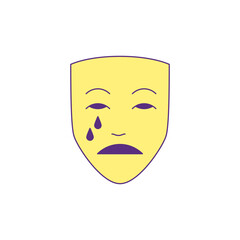 Y2k crying mask carnival face expression cartoon element groovy style icon vector flat illustration