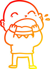 Obraz premium warm gradient line drawing of a cartoon shouting bald man