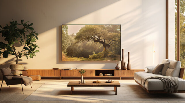 Modern Chic: Stylish Living Room Featuring a State-of-the-Art TV