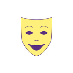 Y2k happy smiling mask fake face cartoon element groovy style icon vector flat illustration