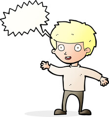 cartoon happy boy with speech bubble
