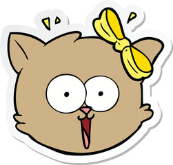 sticker of a cartoon surprised cat face