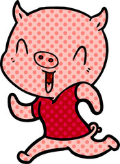 happy cartoon pig