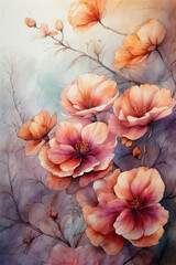 watercolor background with flowers
