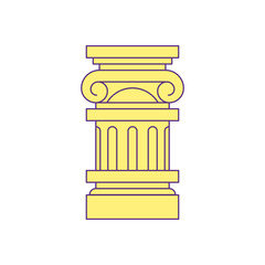 Y2k antique column Greek Roman pillar architecture cartoon element groovy icon vector flat