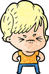 cartoon frustrated woman