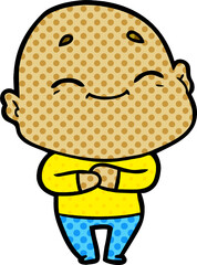 cartoon happy bald man