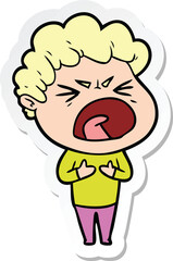sticker of a cartoon furious man