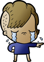 cartoon crying girl accusing