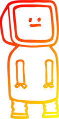 warm gradient line drawing of a cartoon funny robot