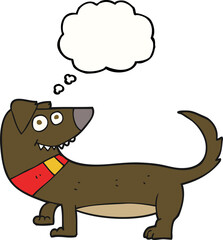 freehand drawn thought bubble cartoon dog