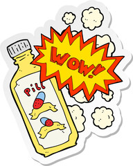 sticker of a cartoon magic pill