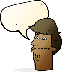 cartoon nervous man with speech bubble