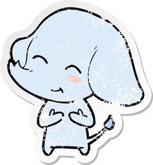 distressed sticker of a cute cartoon elephant