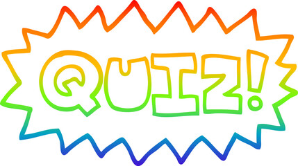 rainbow gradient line drawing of a cartoon quiz symbol