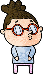 cartoon woman wearing glasses