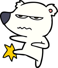 Fototapeta premium annoyed polar bear cartoon kicking out