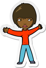 Fototapeta premium sticker of a cartoon waving woman