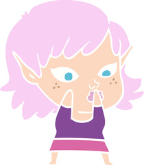 pretty flat color style cartoon elf girl