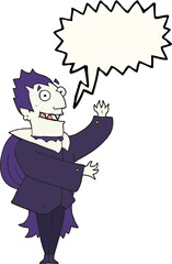 freehand drawn speech bubble cartoon vampire