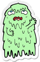 sticker of a gross cartoon ghost