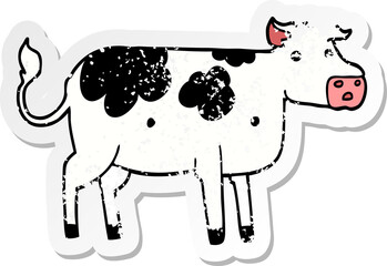 distressed sticker of a cartoon cow