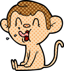 crazy cartoon monkey sitting