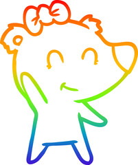 rainbow gradient line drawing of a female polar bear cartoon