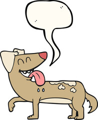 freehand drawn speech bubble cartoon panting dog