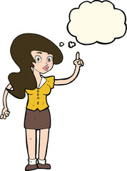cartoon pretty woman with idea with thought bubble
