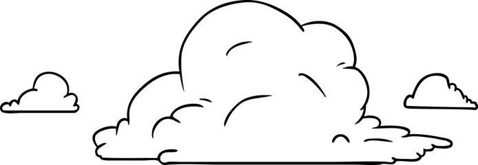 hand drawn line drawing doodle of white large clouds