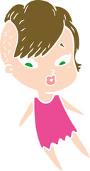 flat color style cartoon surprised girl