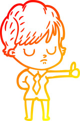 warm gradient line drawing of a cartoon woman