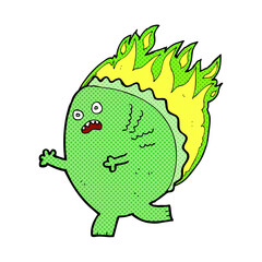 cartoon monster on fire