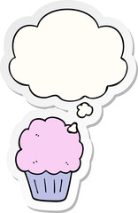cartoon cupcake with thought bubble as a printed sticker