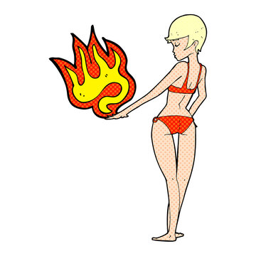 cartoon woman making 'hot' gesure