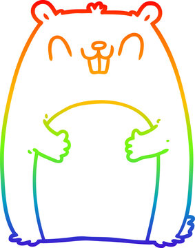 recommend clip art: rainbow gradient line drawing of a cartoon happy gopher