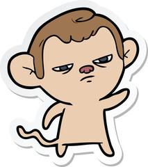 sticker of a cartoon annoyed monkey