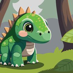 Obraz premium Little dino dragoon dinosaur cute illustration vector cartoon animal 